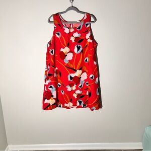Sigrid Olsen Red Floral Asymmetrical Dress